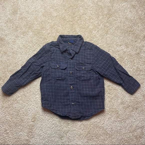 Baby Gap Boys Blue & Brown Checkered Button Down Size 2 - Picture 1 of 5